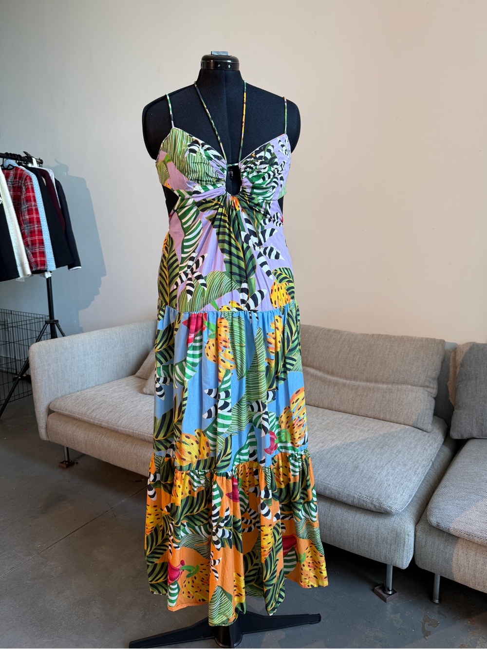 Farm Rio Tropical Print Tie-Front Maxi Dress - Multi
